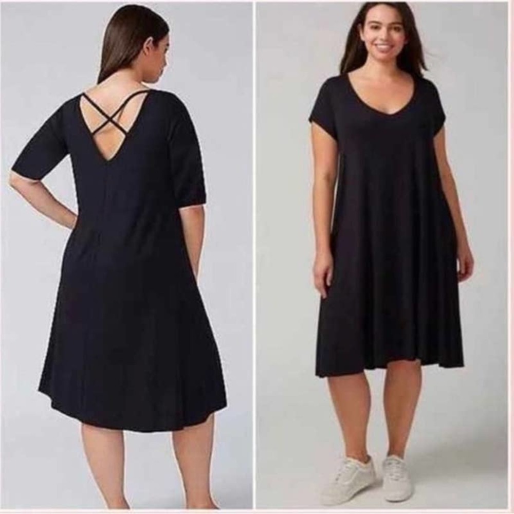 Lane Bryant Strappy T-Shirt Dress Size 18/20 Black PLUS